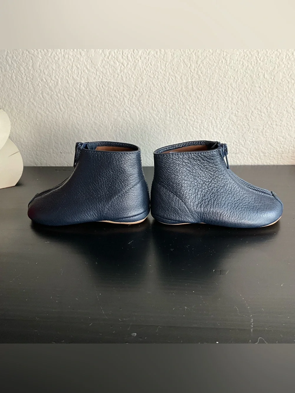 Pepe Baby Navy Blue Pebbled Leather Zipper Boots EU 20 Size 2 $129